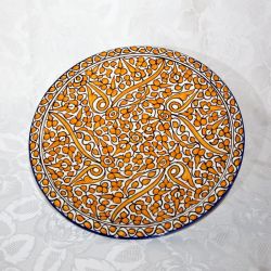 Plat en céramique de Fès, série "Tradition" ocre