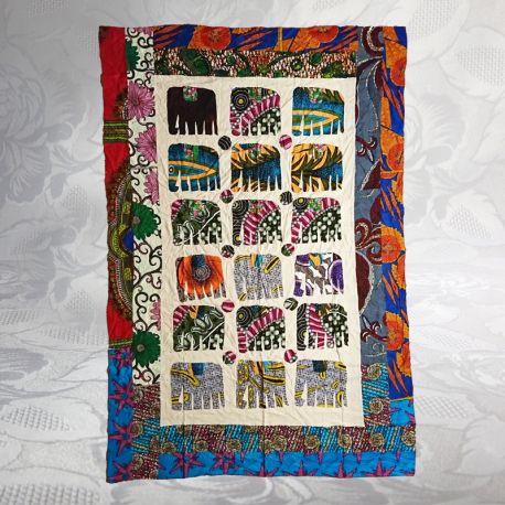 Tissu indien patchwork motif éléphant 01