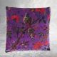 Housse de coussin velours à motif floral, violet