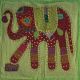 Housse de coussin vert patchwork éléphant 05