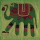 Housse de coussin vert patchwork éléphant 06