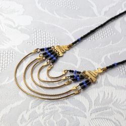 Collier plastron cuivre et perles