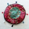 Pouf tissu indien patchwork rose et bleu
