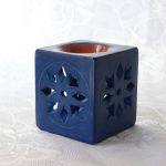 Photophore en tadelakt bleu, diffuseur d'huile essentielle