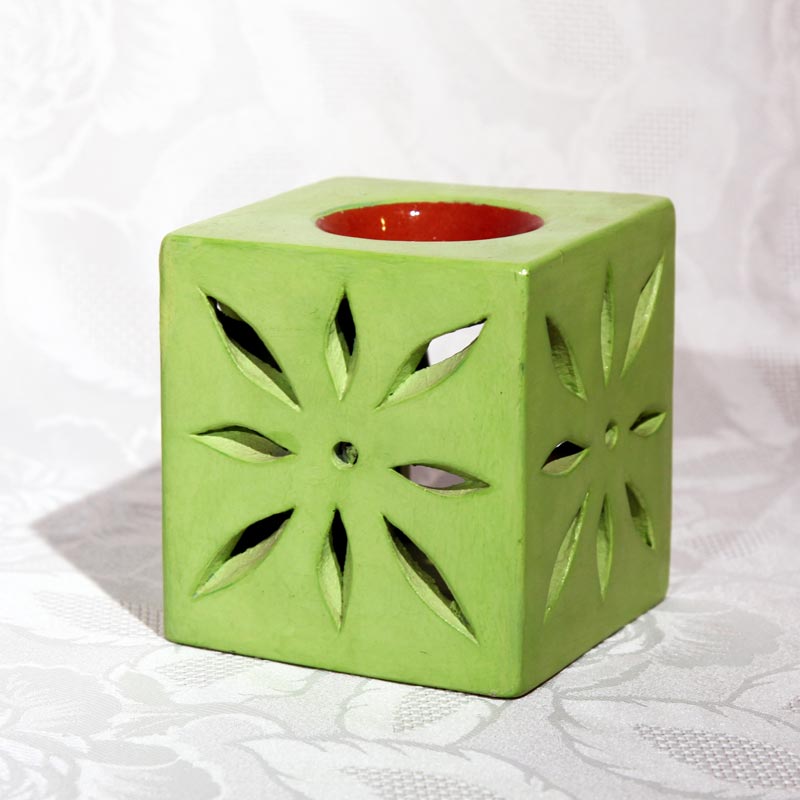 Photophore diffuseur de parfum en tadelakt vert