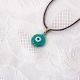 Oeil Turc bleu vert, pendentif avec cordon - perle bleue