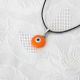 Oeil Turc orange, pendentif avec cordon - perle bleue