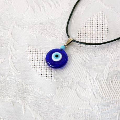 Oeil Turc, pendentif avec cordon - perle bleue