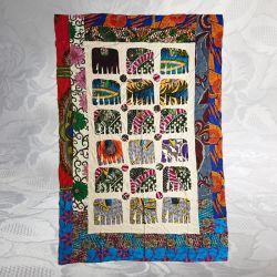 Tissu indien patchwork éléphant 1,50 x 2,15m