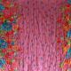 Foulard pashmina en coton rose, détail du motif