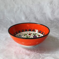 Bol orange fait main, motif traditionnel d’Iznik