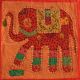 Housse de coussin orange patchwork éléphant 01