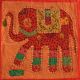 Housse de coussin orange patchwork éléphant 01