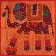 Housse de coussin orange patchwork éléphant 05