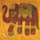 Housse de coussin jaune patchwork éléphant 09