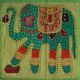 Housse de coussin vert patchwork éléphant 01