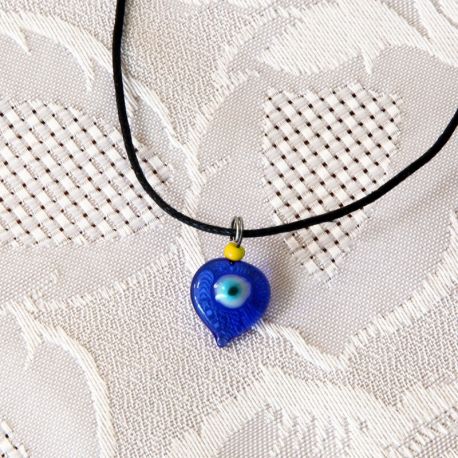 Pendentif oeil Turc forme goutte d'eau 1 cm avec perle jaune