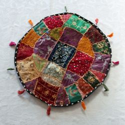 Pouf bas tissu indien patchwork