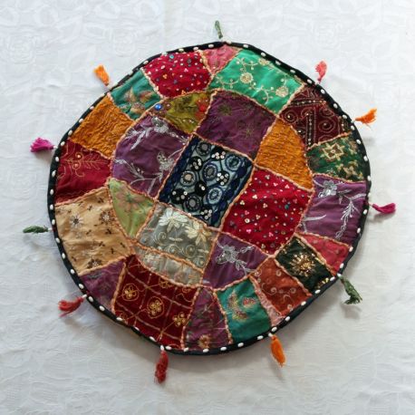 Pouf bas tissu indien patchwork