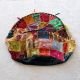 Pouf bas tissu indien patchwork, vue du motif latéral